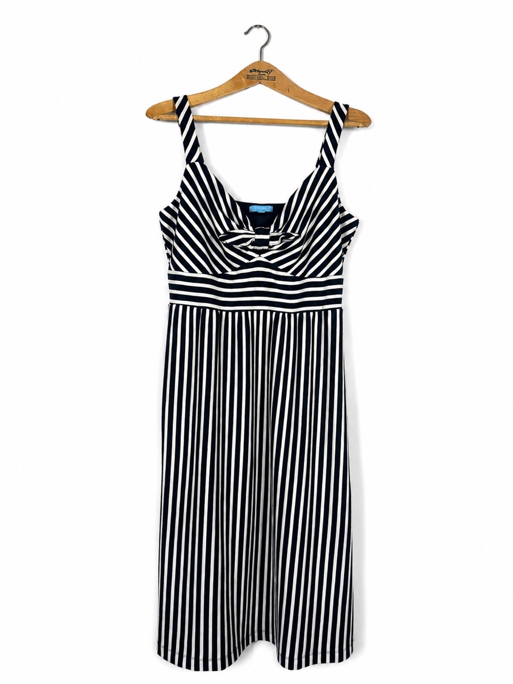 Draper James Striped Midi Dress Bow Front Size XL Navy Coastal Nautical Preppy